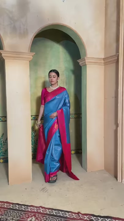 Sky Blue Kanjivaram Silk Saree