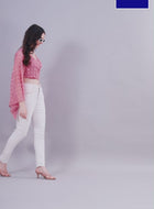 Georgette Angle Sleeve Pink Wrap Top