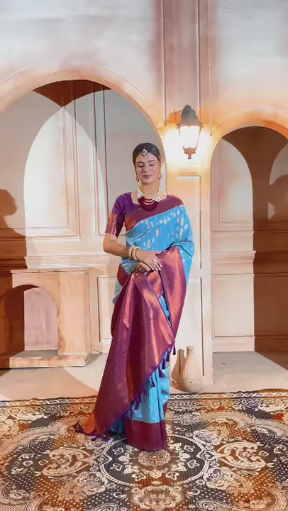 Sky Blue Kanjivaram Silk Saree