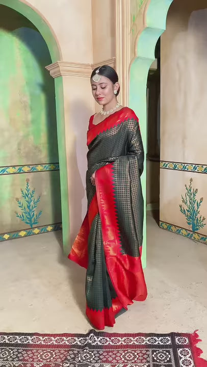 Bottle Green Kanjivaram Silk Saree