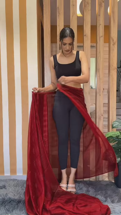 Ready to Wear Saree Maroon
