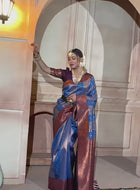 Sky Blue Kanjivaram Silk Saree