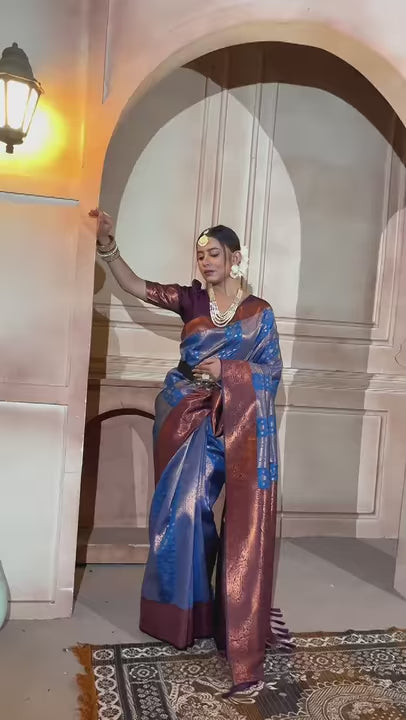 Sky Blue Kanjivaram Silk Saree