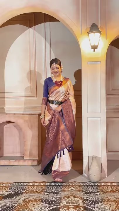 Ivory Kanjivaram Silk Saree