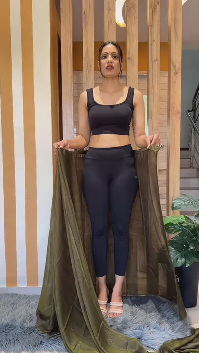 Ready to Wear Saree Olive Green