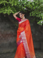 Orange Organza Saree