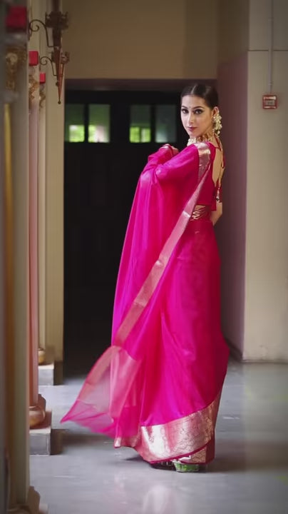 Pink Organza Saree