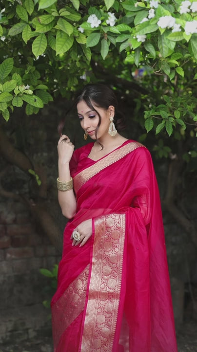 Red Organza Saree