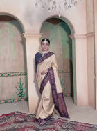 Cream Kanjivaram Silk Saree