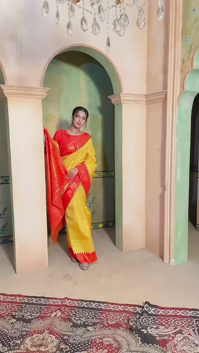Yellow Kanjivaram Silk Saree