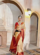 Cream Kanjivaram Silk Saree