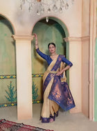 Cream Kanjivaram Silk Saree