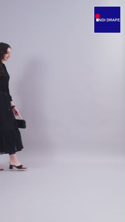 Black Chiffon Long Dress Shirt