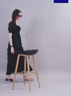Black Chiffon Maxi Dress with Pocket