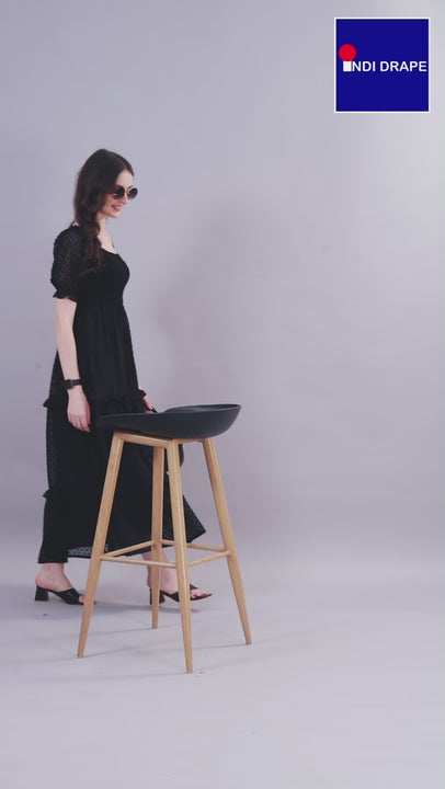 Black Chiffon Maxi Dress with Pocket