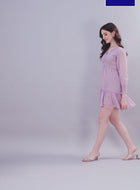Lilac Chiffon Midi Cute Dress