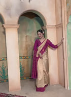 Cream Kanjivaram Silk Saree
