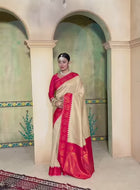 Cream Kanjivaram Silk Saree