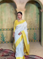 White Kanjivaram Silk Saree