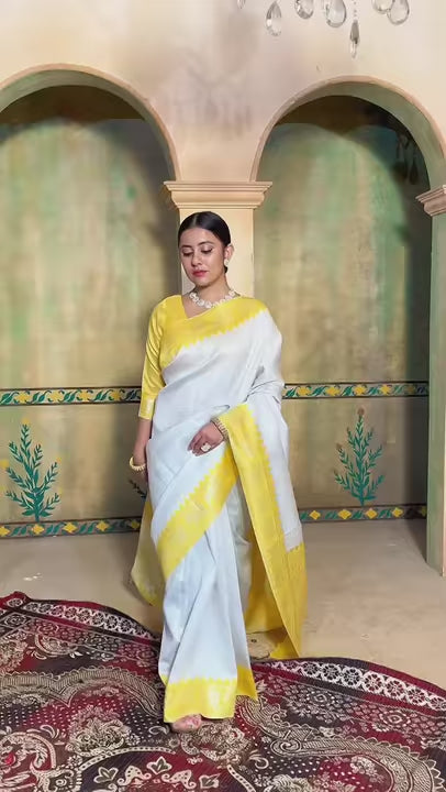 White Kanjivaram Silk Saree