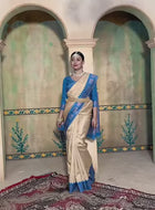 Cream Kanjivaram Silk Saree