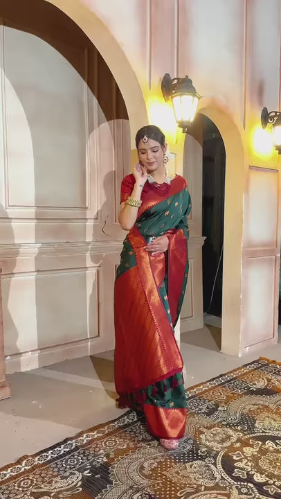 Silk Saree Bottle Green