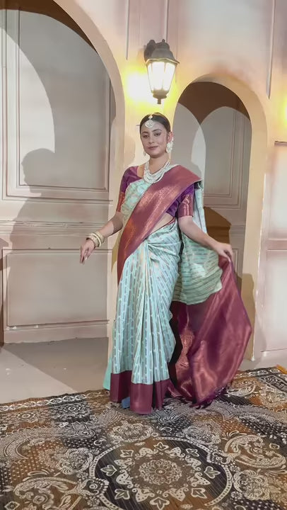 Mint Green Kanjivaram Silk Saree