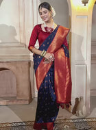 Silk Saree Navy Blue