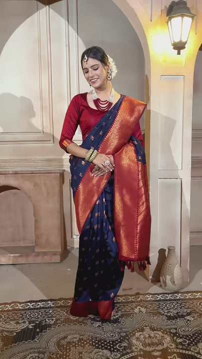 Silk Saree Navy Blue