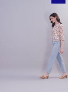 Off-White Chiffon Floral Print Sheer Shirt
