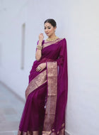 Wine Organza Saree