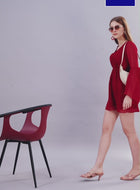 Handkerchief Sleeve Wrap Mini Dress