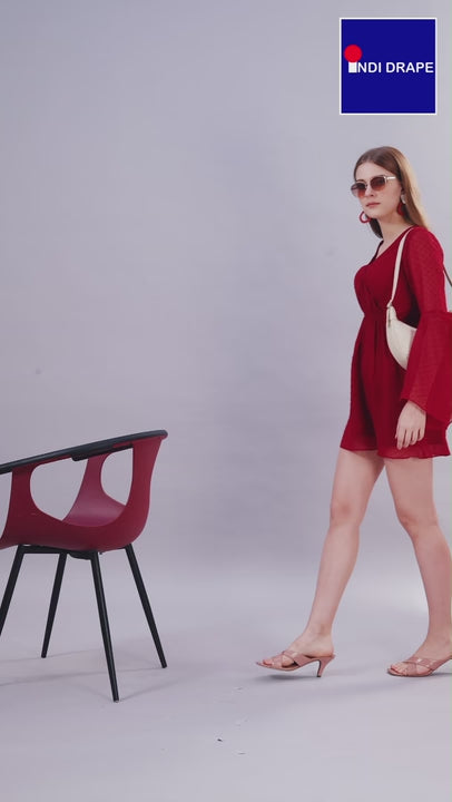 Handkerchief Sleeve Wrap Mini Dress
