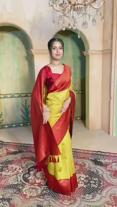Yellow Kanchipuram Silk Saree