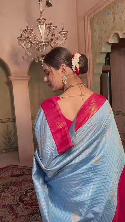 Sky Blue Kanjivaram Silk Saree