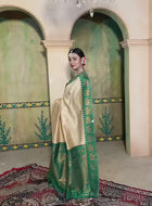 Cream Kanjivaram Silk Saree
