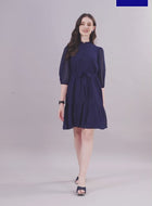 Chiffon Midi Shirt Dress with Belt and Pocket